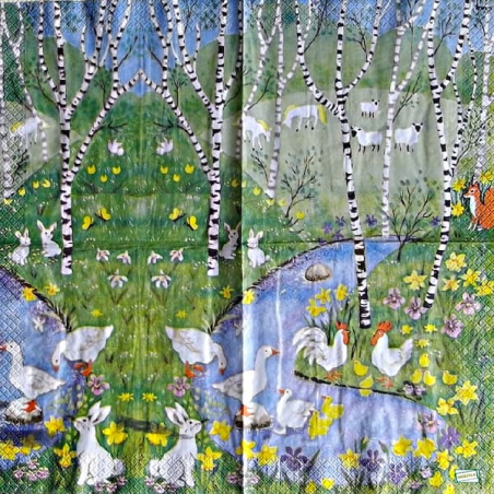 1 serviette Animaux Ferme-60