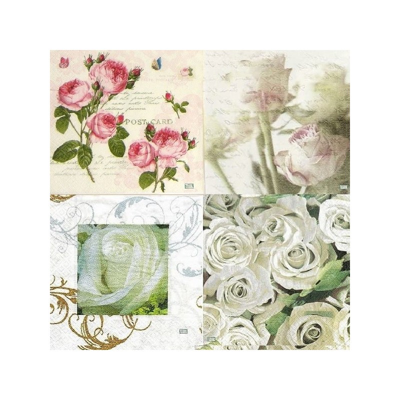 4 serviettes Les Roses -LA4