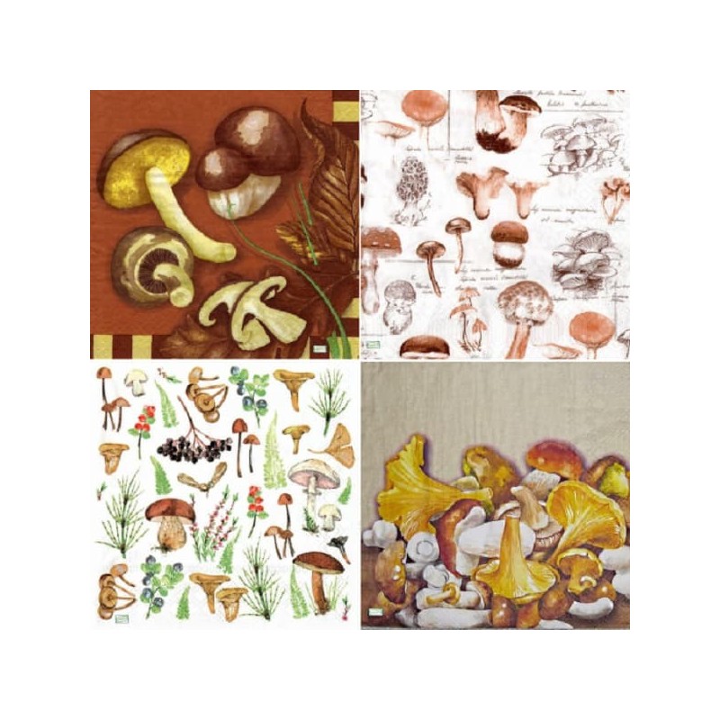 4 serviettes Champignons-LA3