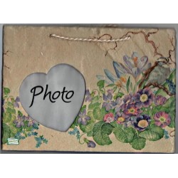 Plaque photo ardoise Fleurs serviettage