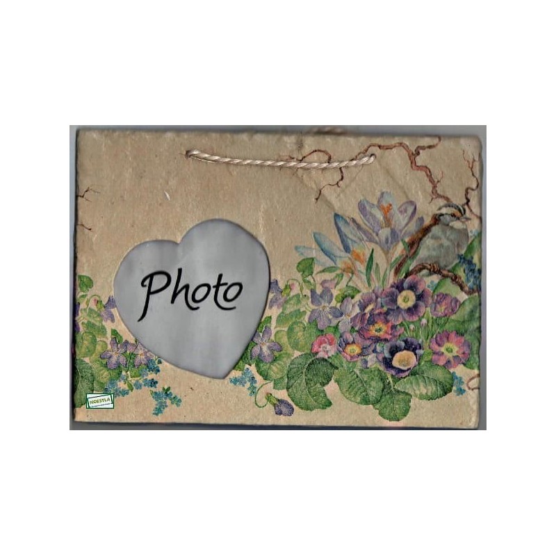 Plaque photo ardoise Fleurs serviettage