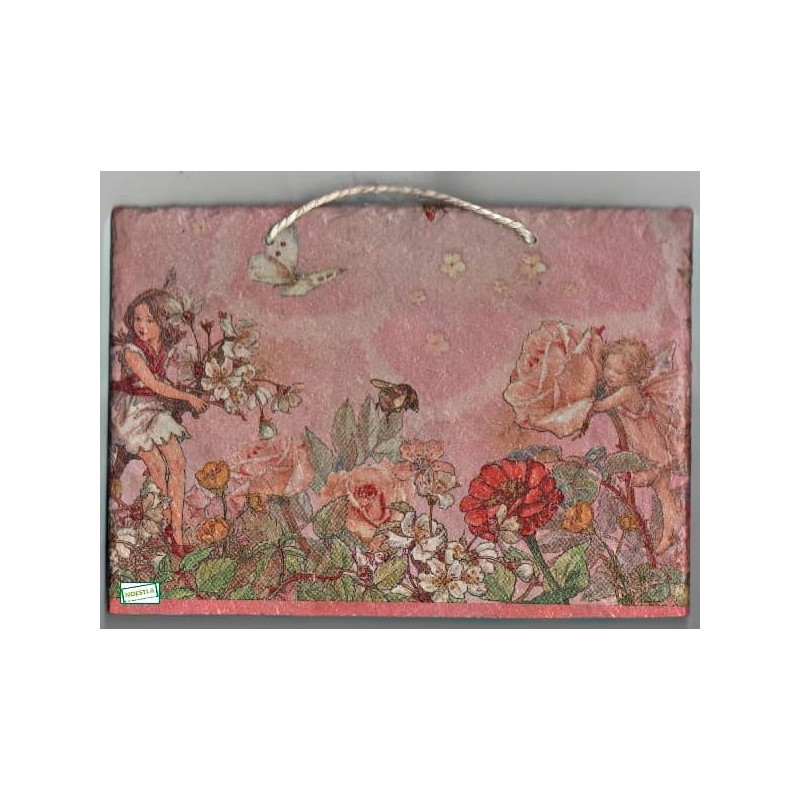 Plaque déco ardoise Les Fées serviettage