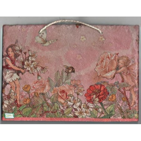 Plaque déco ardoise Les Fées serviettage