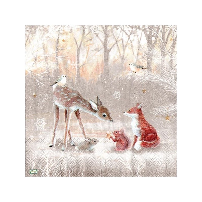 1 serviette Animaux bois -87