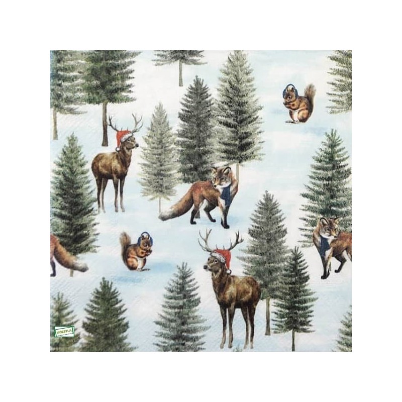 1 serviette Animaux bois -88