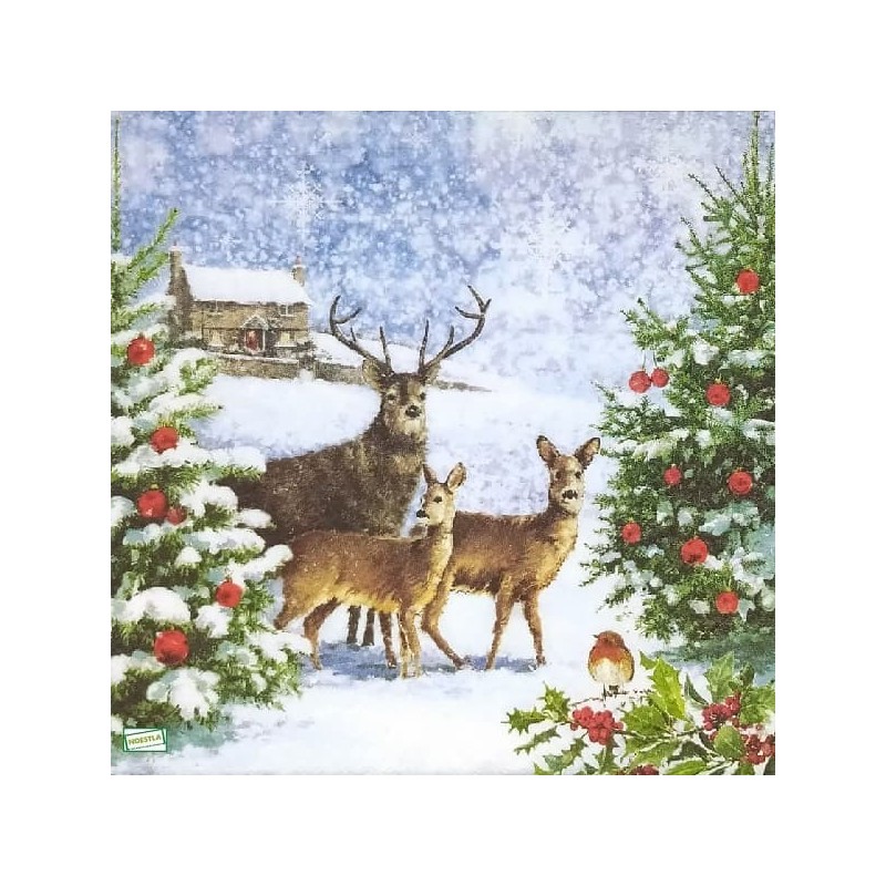 1 serviette Animaux bois -89