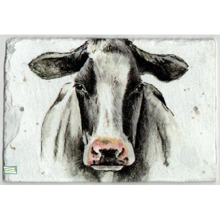 plaque déco ardoise La Vache serviettage