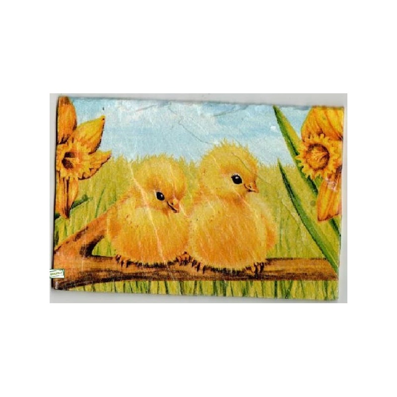 plaque déco ardoise Poussins serviettage