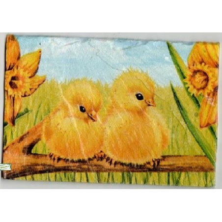 plaque déco ardoise Poussins serviettage