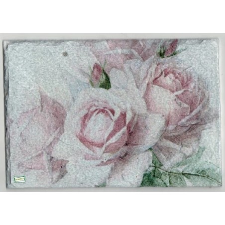 plaque déco ardoise Les Roses serviettage