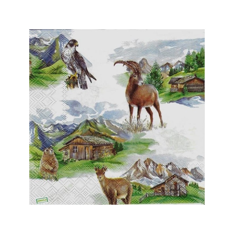 1 serviette Animaux bois -20