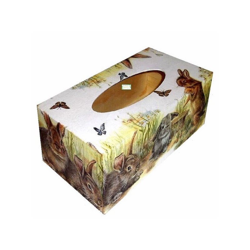 Boite mouchoirs Lapins serviettage