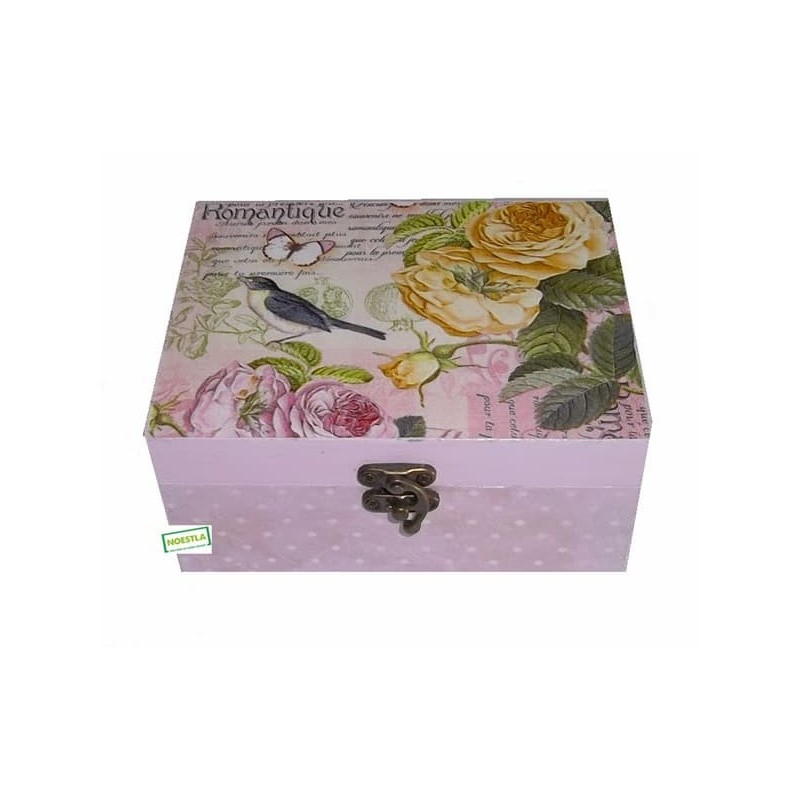 Boite en bois Fleurs serviettage