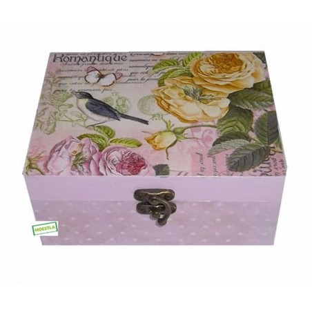 Boite en bois Fleurs serviettage