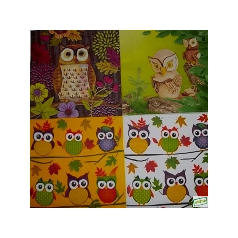 4 serviettes Les chouettes -A4