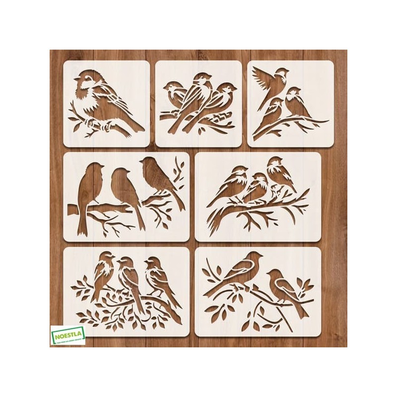 7 Pochoirs Oiseaux Loisirs créatifs
