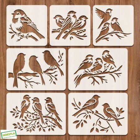 7 Pochoirs Oiseaux Loisirs créatifs