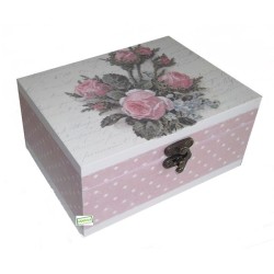 Boite bois Les Roses serviettage