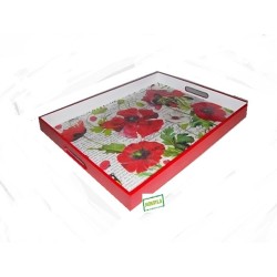 GRAND plateau Coquelicots serviettage