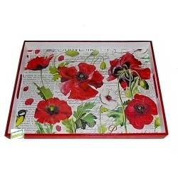 GRAND plateau Coquelicots serviettage