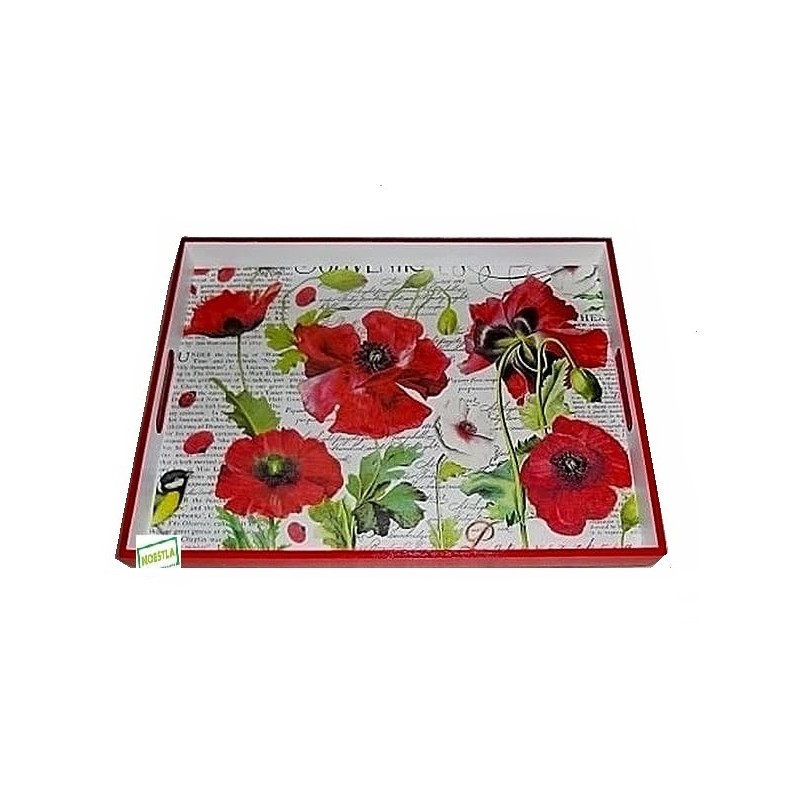 GRAND plateau Coquelicots serviettage