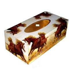 Boite mouchoirs Chevaux serviettage