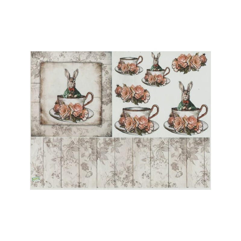 1papier riz Les lapins -R1580