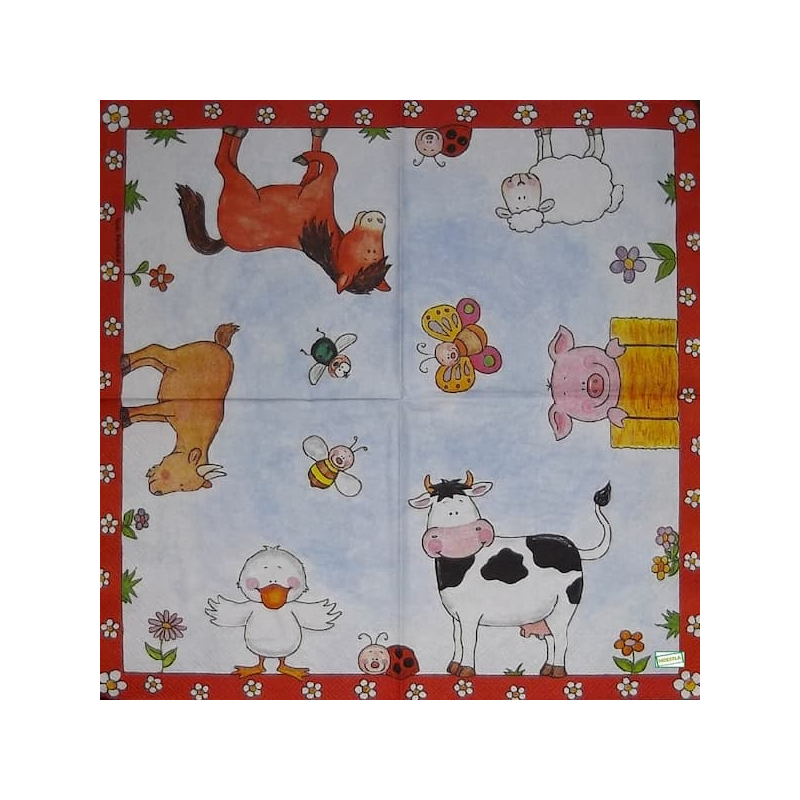 1 serviette Animaux Ferme -81