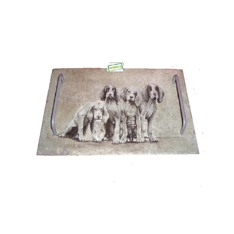 Plateau Ardoise Chiens serviettage
