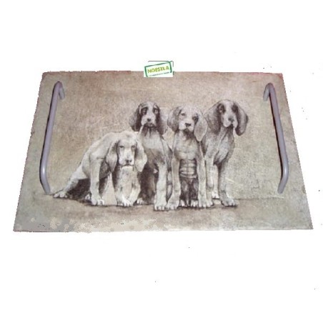 Plateau Ardoise Chiens serviettage