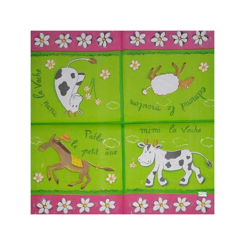 1 serviette Animaux Ferme -83