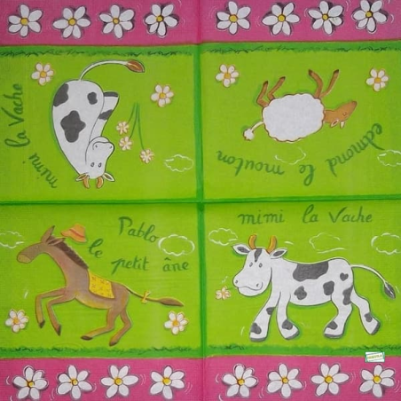 1 serviette Animaux Ferme -83