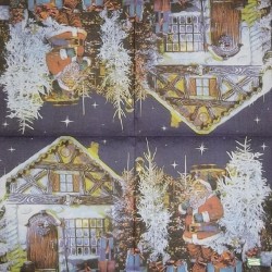 Scène enneigée,Paysage hivernal,Décor de neige,Tableau d'hiver,Horizons enneigés,la neige,découpage,collage,serviettage,flocons