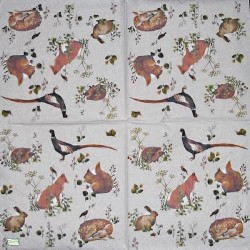 1 serviette Animaux bois -33
