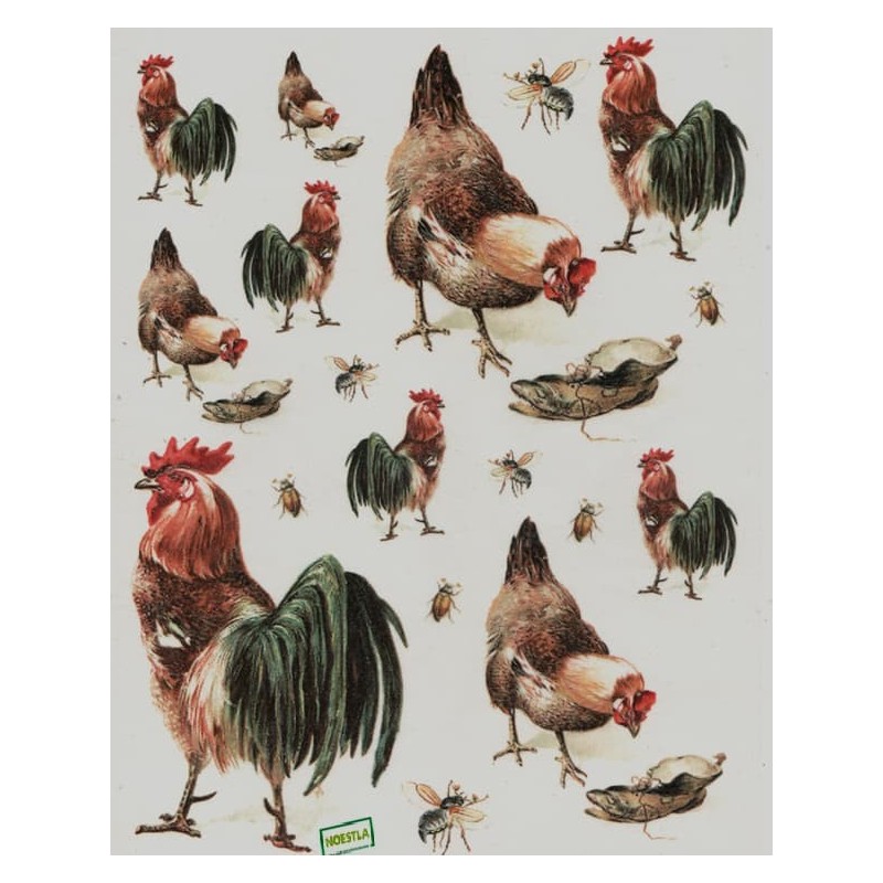 1papier de riz Les Coqs -R664