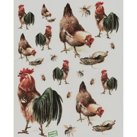 1papier de riz Les Coqs -R664