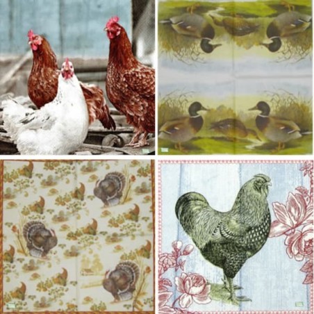 4 serviettes papier Poulets-L9