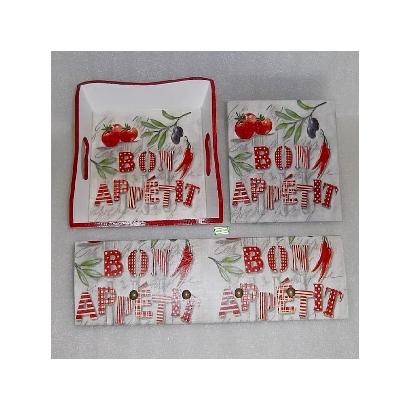 Ensemble bois Cuisine serviettage