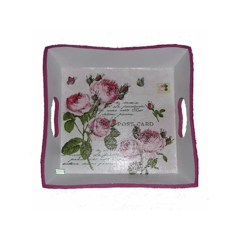 Plateau bois Les Roses serviettage
