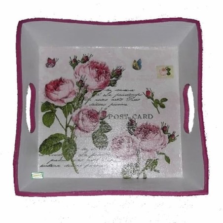 Plateau bois Les Roses serviettage
