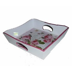 Plateau bois Les Roses serviettage