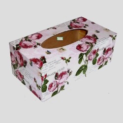 Boite mouchoirs Roses serviettage