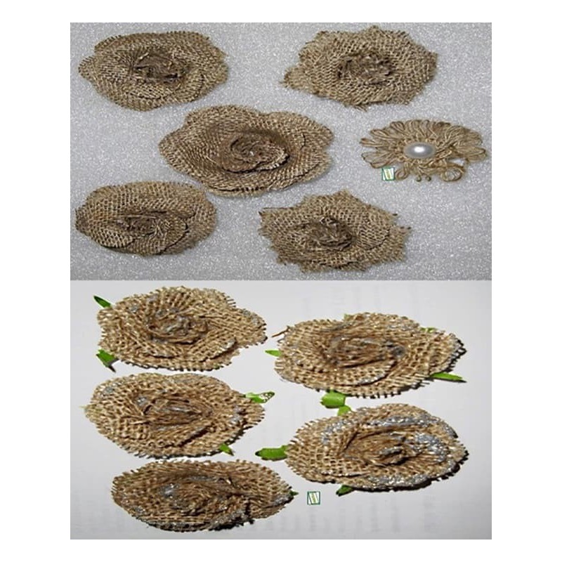 11 Fleurs en toile de jute