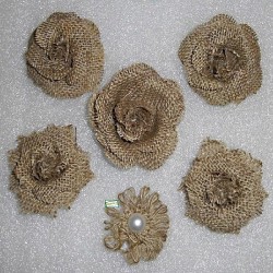 11 Fleurs en toile de jute