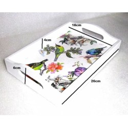 Plateau bois Oiseaux serviettage