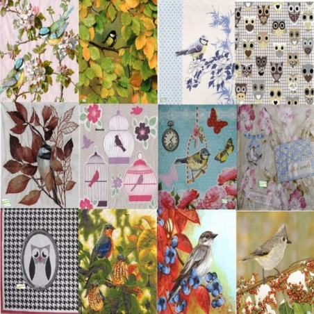 12 serviettes Les Oiseaux -L42