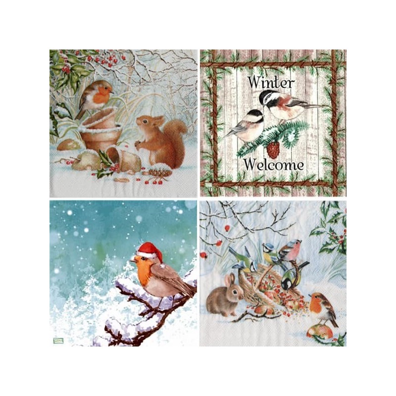 4 serviettes Les oiseaux -A5