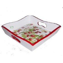 Plateau bois Fraises serviettage