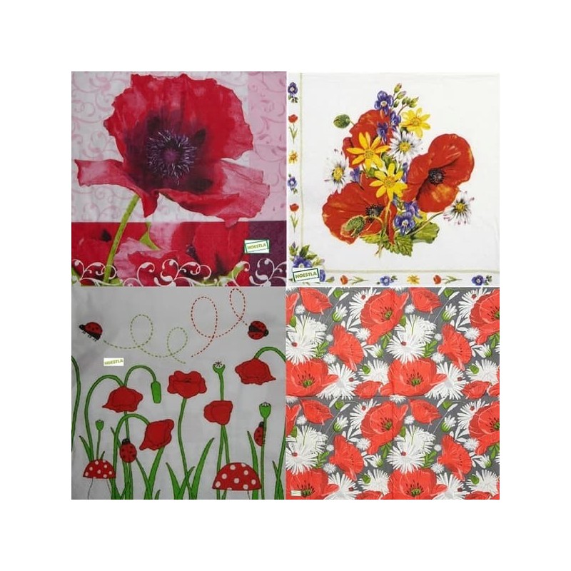 4 serviettes Coquelicots -LA1