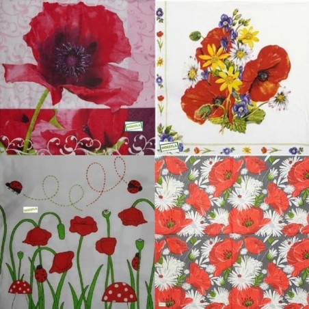 4 serviettes Coquelicots -LA1